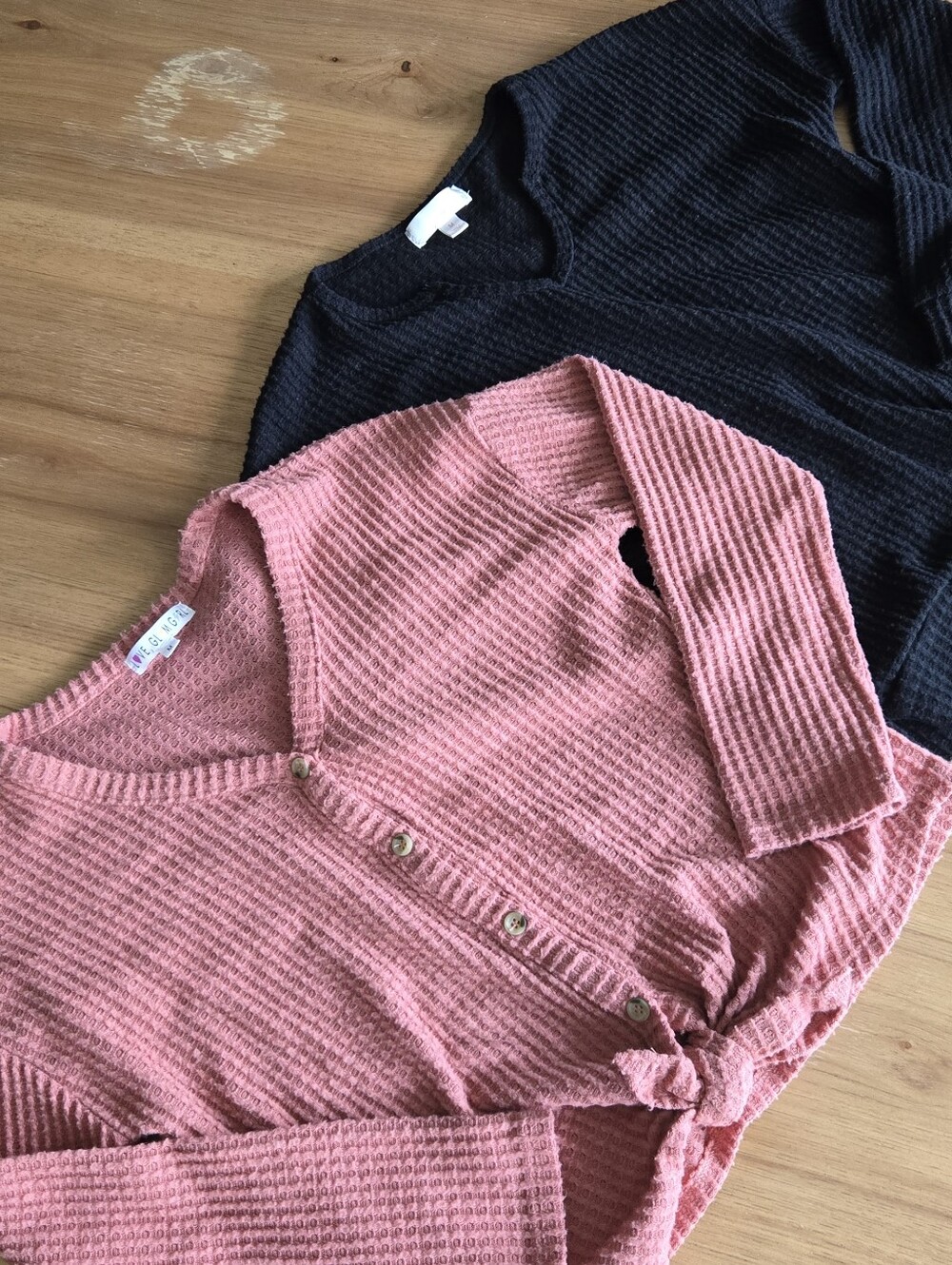 waffle‑knit long‑sleeved shirt bundle (2) | girls m